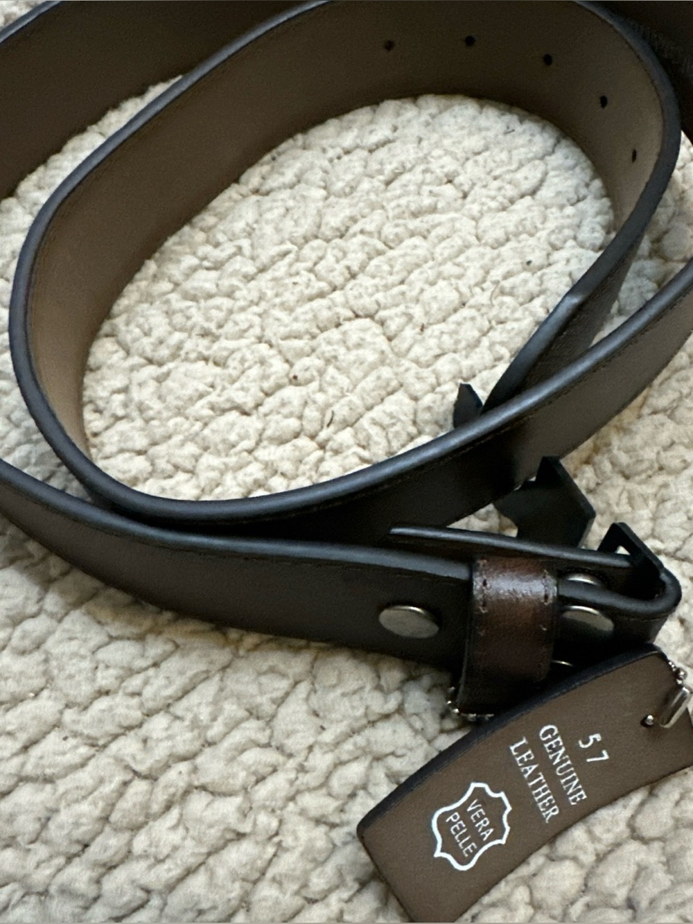 Vera Pelle Genuine Leather Large(36”-38”) Snap On Belt Strap,New